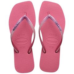Sandália Havaianas Slim Square Glitter Rosa Veludo 33/34