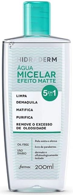 Água Micelar Farmax Hidraderm Matte 200ml