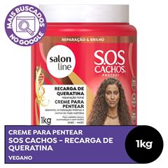 CREME PARA PENTEAR SOS CACHOS RECARGA DE QUERATINA REPARACAO TOTAL SALON LINE 1KG