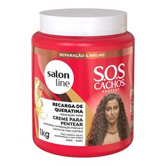 CREME PARA PENTEAR SOS CACHOS RECARGA DE QUERATINA REPARACAO TOTAL SALON LINE 1KG