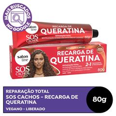 RECARGA DE QUERATINA SOS CACHOS REPARACAO TOTAL SALON LINE 80G