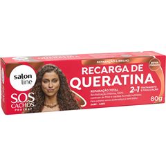 RECARGA DE QUERATINA SOS CACHOS REPARACAO TOTAL SALON LINE 80G