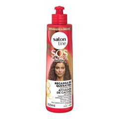 ATIVADOR DE CACHOS SOS CACHOS RECARGA QUERATINA REPARACAO TOTAL SALON LINE 300ML