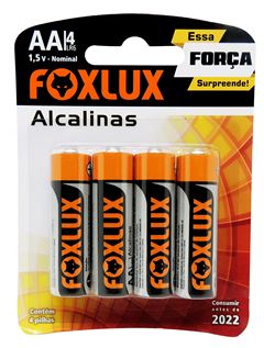Pilha Foxlux Alcalina AA com 4 Unidades