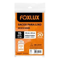 Saco para Lixo Foxlux Pia Banheiro 39 x 58cm com 20 Unidades