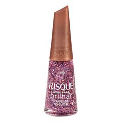 Esmalte Risqué Livre para Brilhar Glitter Rosa Cravejada no Glitter 8ml
