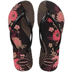 Sandália Havaianas Slim Organizado Preto/Preto/Preto 33/34