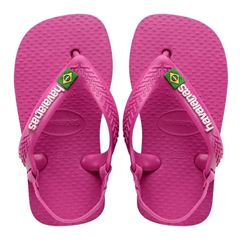 Sandália Havaianas Baby Brasil Logo Rosa Flux/Branco 19