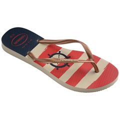 Sandália Havaianas Slim Náutico Bege Palha/Rosa Gold 33/34