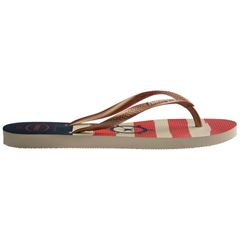 Sandália Havaianas Slim Náutico Bege Palha/Rosa Gold 33/34