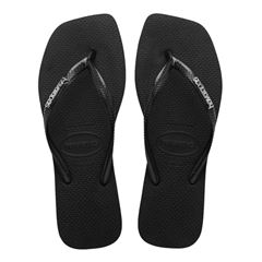 Sandália Havaianas Slim Square Logo Metalizado Preto/Preto 33/34