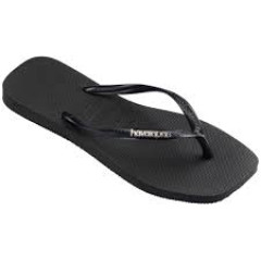 Sandália Havaianas Slim Square Logo Metalizado Preto/Preto 37/38