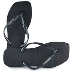 Sandália Havaianas Slim Square Logo Metalizado Preto/Preto 37/38