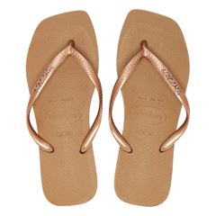 Sandália Havaianas Slim Square Logo Metalizado Rosa Gold/Rosa Gold 37/38