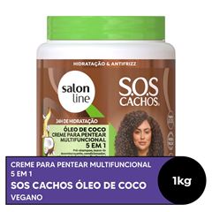 CREME PARA PENTEAR SOS CACHOS MULTIFUNCIONAL 5 EM 1 OLEO DE COCO SALON LINE 1KG