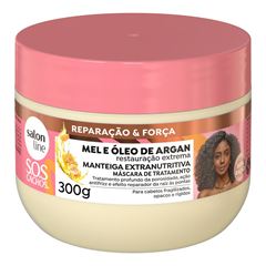 MASCARA DE TRATAMENTO SOS CACHOS MANTEIGA EXTRANUTRITIVA MEL E OLEO DE ARGAN SALON LINE 300G