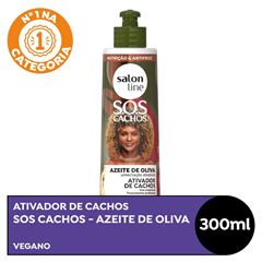 ATIVADOR DE CACHOS SOS CACHOS AZEITE DE OLIVA SALON LINE 300ML