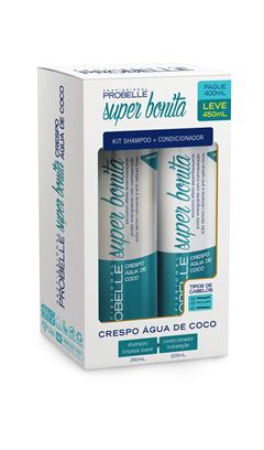 SHAMPOO E CONDICIONADOR PROBELLE CRESPO AGUA DE COCO KIT