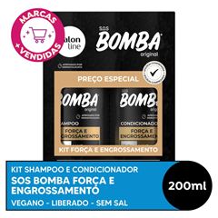 KIT SHAMPOO E CONDICIONADOR SOS BOMBA FORCA E ENGROSSAMENTO SALON LINE 200ML