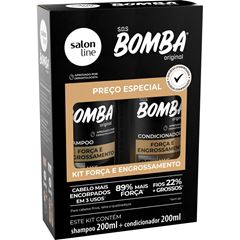 KIT SHAMPOO E CONDICIONADOR SOS BOMBA FORCA E ENGROSSAMENTO SALON LINE 200ML