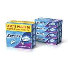 Creme Dental Sorriso Tripla Limpeza Completa com 12 Unidades