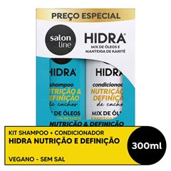 KIT SHAMPOO E CONDICIONADOR SALON LINE HIDRA NUTRIÇAO E DEFINIÇAO 300ML