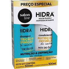 KIT SHAMPOO E CONDICIONADOR SALON LINE HIDRA NUTRIÇAO E DEFINIÇAO 300ML