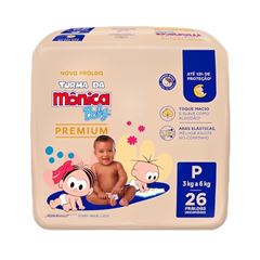 Fralda Descartável Turma da Mônica Premium Jumbo P com 26 Unidades