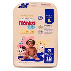 Fralda Descartável Turma da Mônica Premium Jumbo G com 18 Unidades