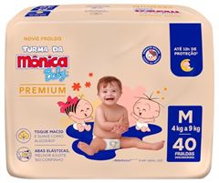 Fralda Descartável Turma da Mônica Premium Econômica M com 40 Unidades