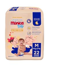 Fralda Descartável Turma da Mônica Premium Jumbo M com 22 Unidades