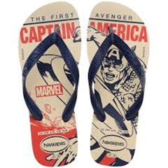 Sandália Havaianas Top Marvel Logo Bege Palha/Marrom 35/36