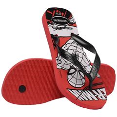 Sandália Havaianas Top Marvel Logomania Vermelho Rubi/Preto 35/36