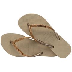 Sandália Havaianas Slim Glitter II Areia/Dourado Claro Metálico 33/34