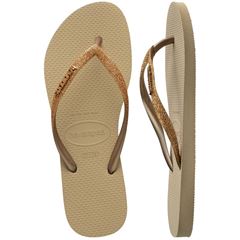 Sandália Havaianas Slim Glitter II Areia/Dourado Claro Metálico 33/34