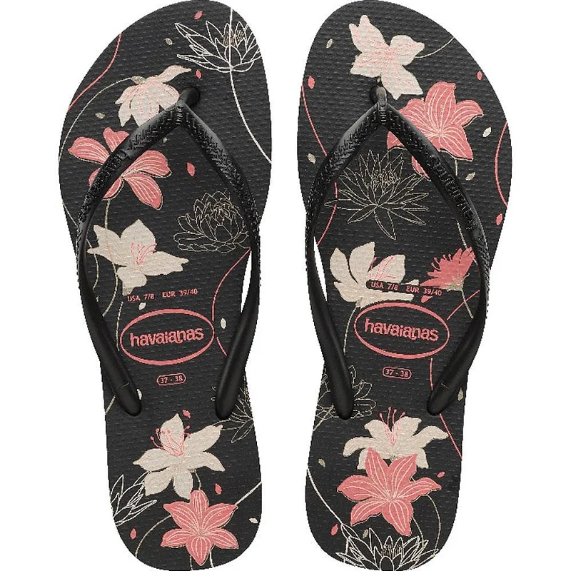Sandália Havaianas Slim Organic Preto/Cinza Dark/Rosa Baby 39/40
