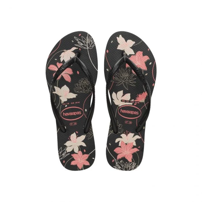 Sandália Havaianas Slim Organic Preto/Cinza Dark/Rosa Baby 37/38