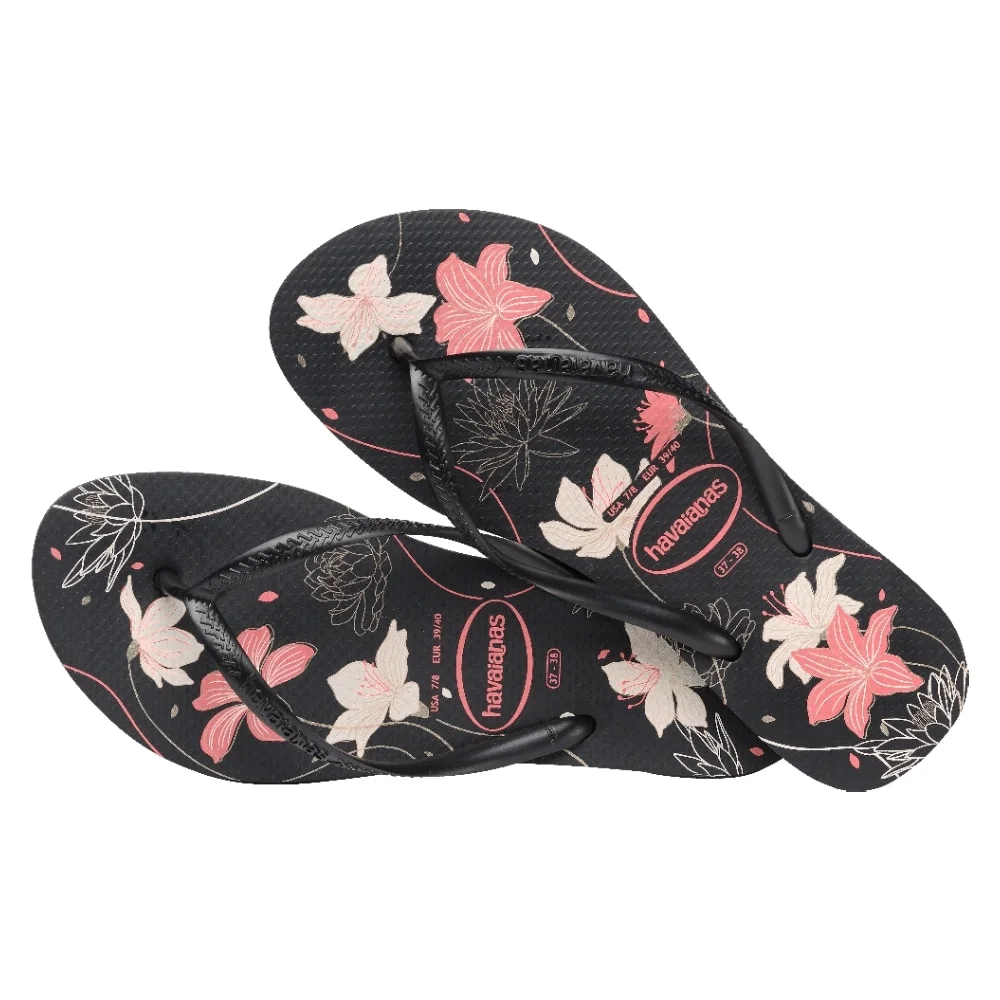 Sandália Havaianas Slim Orgânica Preto/Cinza Dark/Rosa Bebê 35/36