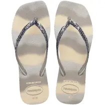 Sandália Havaianas Square Glitter Party Bege Palha/Preta 37/38