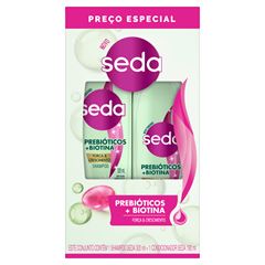 Kit Shampoo + Condicionador Seda Prebióticos + Biotina Shampoo 300ml + Condicionador 190ml