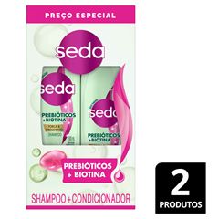 Kit Shampoo + Condicionador Seda Prebióticos + Biotina Shampoo 300ml + Condicionador 190ml