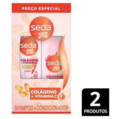 Kit Shampoo + Condicionador Seda Colágeno e Vitaminas Shampoo 300ml + Condicionador 190ml