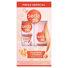 Kit Shampoo + Condicionador Seda Colágeno e Vitaminas Shampoo 300ml + Condicionador 190ml