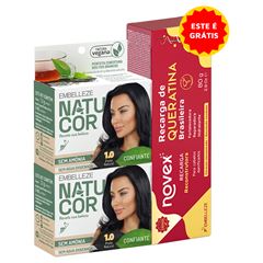 Kit Tintura Natucor 1.0 Preto Natural + Recarga de Queratina