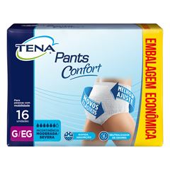 ROUPA INTIMA DESCARTAVEL TENA PANTS CONFORTO TAMANHO G/EG COM 16 UNIDADES