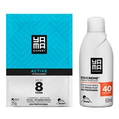 Kit pó descolorante yamá active 20g + água oxigenada 40 volumes 60ml