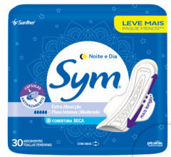 ABSORVENTE SYM NOITE E DIA SUAVE COM ABAS 8 UNIDADES