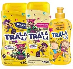Kit Tralala Kids Sem Enxágue Shampoo + Condicionador + Creme para Pentear Gotas