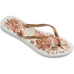 Sandália Havaianas Slim Orgânica Branco/Dourado 35/36
