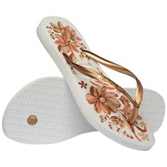 Sandália Havaianas Slim Orgânica Branco/Dourado 35/36